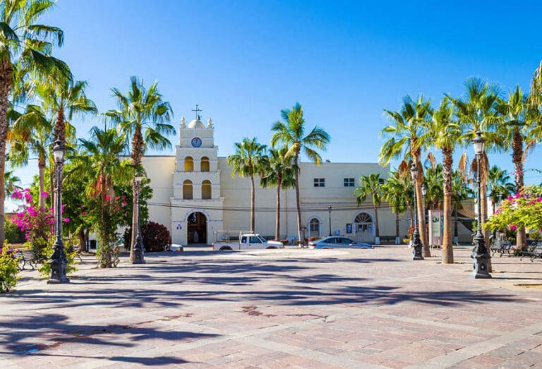 church and open plaza in Todos Santos