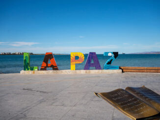 Colorful sign of "La Paz" city at the Malecon, in Baja California Sur, Mexico.