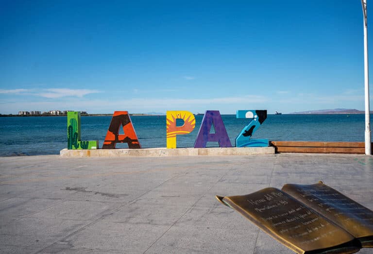 Colorful sign of "La Paz" city at the Malecon, in Baja California Sur, Mexico.