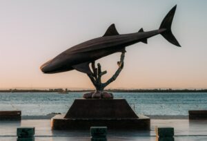 Whale statue of a whale in La Paz Mexico