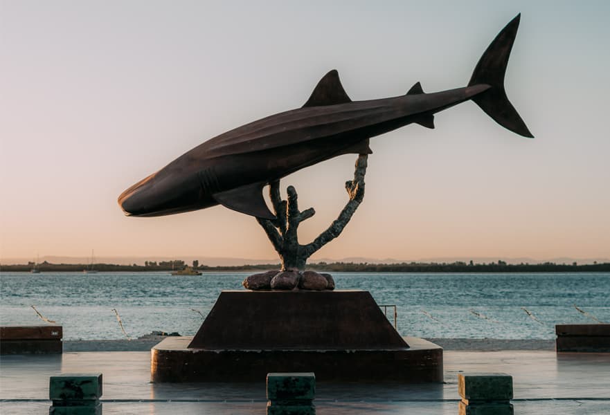 Whale statue of a whale in La Paz Mexico