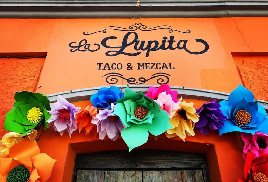 Main entrance at La Lupita Taco & Mezcal in Cabo San Lucas, Mexico