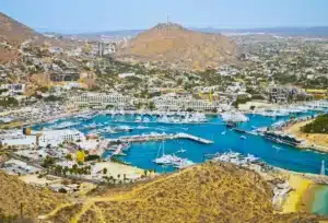 Aerial view of the Marina dock in Cabo San Lucas - Best time to visit Cabo San Lucas