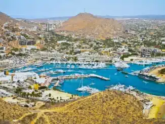Aerial view of the Marina dock in Cabo San Lucas - Best time to visit Cabo San Lucas